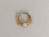 Thumbnail for Gold Lace Septum Clicker Ring with White Opal