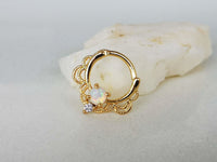 Thumbnail for Gold Lace Septum Clicker Ring with White Opal