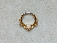 Thumbnail for Gold Lace Septum Clicker Ring with White Opal