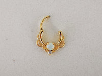 Thumbnail for Gold Lace Septum Clicker Ring with White Opal