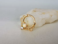 Thumbnail for Gold Lace Septum Clicker Ring with White Opal - 15% OFF