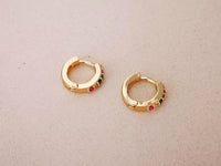 Thumbnail for Gold Rainbow Cubic Zirconia Hoop Earrings