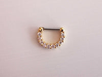 Thumbnail for Gold Septum Clicker Ring Paved with Cubic Zirconia