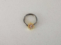 Thumbnail for Gold Seven Petal Crystal Flower Ring