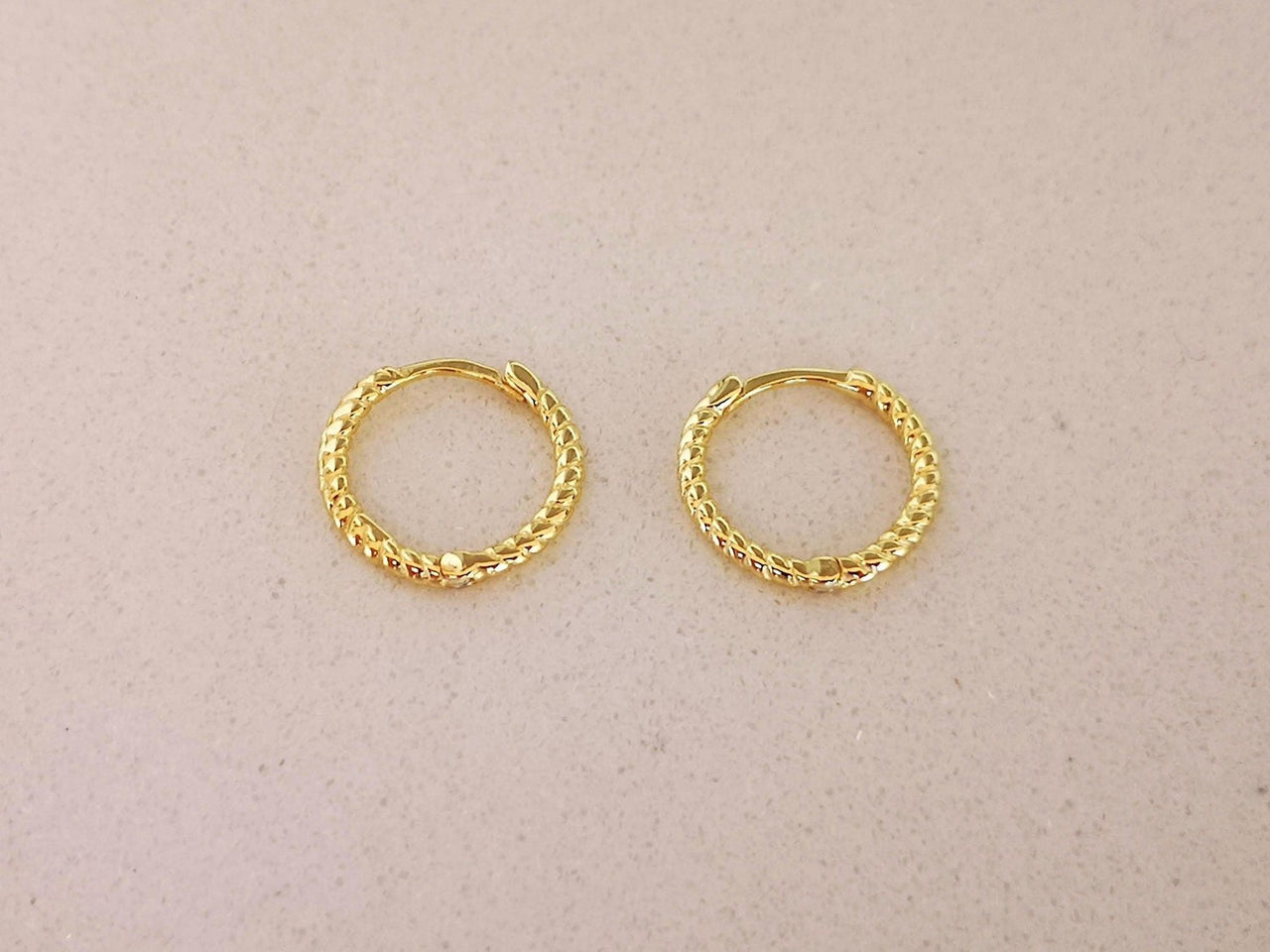 Gold Small Twisted Rope Hinged Hoop Earrings