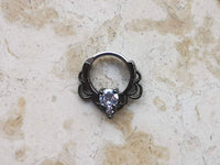 Thumbnail for Gothic Black Lace Septum Clicker Ring with CZ Crystals