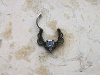 Thumbnail for Gothic Black Lace Septum Clicker Ring with CZ Crystals