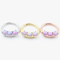 Thumbnail for Hinged Segment Ring with Three Purple Round Opals