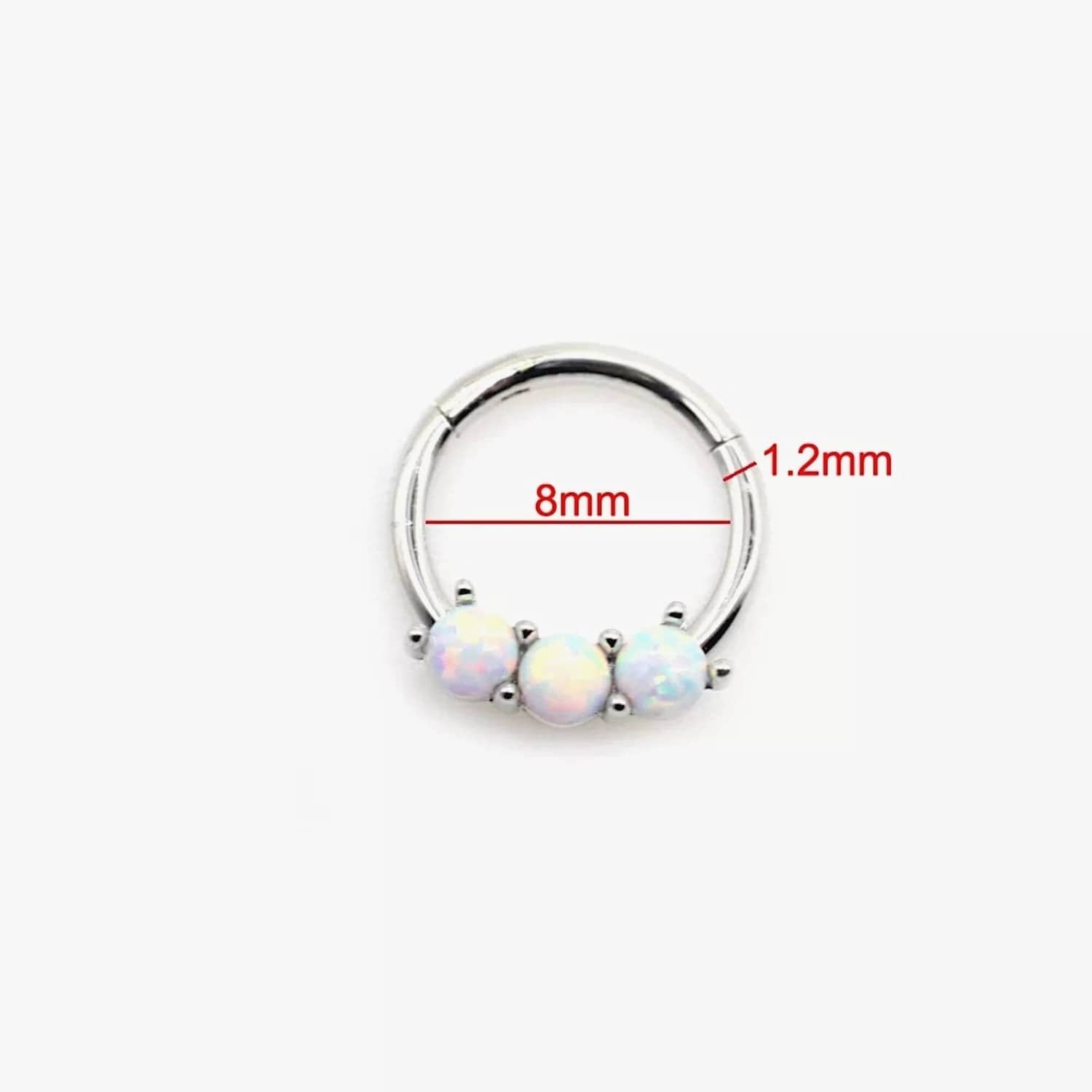 Hinged Segment Ring with Three White Round Opals