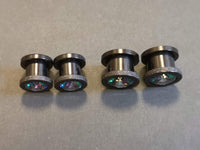 Thumbnail for Iridescent Glittered Black Plugs Earrings