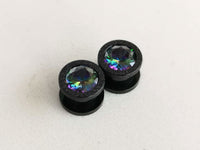 Thumbnail for Iridescent Glittered Black Plugs Earrings