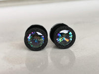 Thumbnail for Iridescent Glittered Black Plugs Earrings