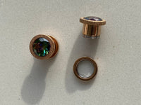 Thumbnail for Iridescent Glittered Rose Gold Plugs Earrings