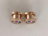 Thumbnail for Iridescent Glittered Rose Gold Plugs Earrings