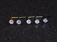 Thumbnail for L Shaped Nose Pin with Cubic Zirconia Crystal