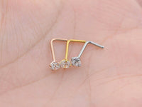 Thumbnail for L Shaped Nose Pin with Cubic Zirconia Crystal