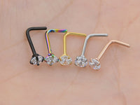 Thumbnail for L Shaped Nose Pin with Cubic Zirconia Crystal