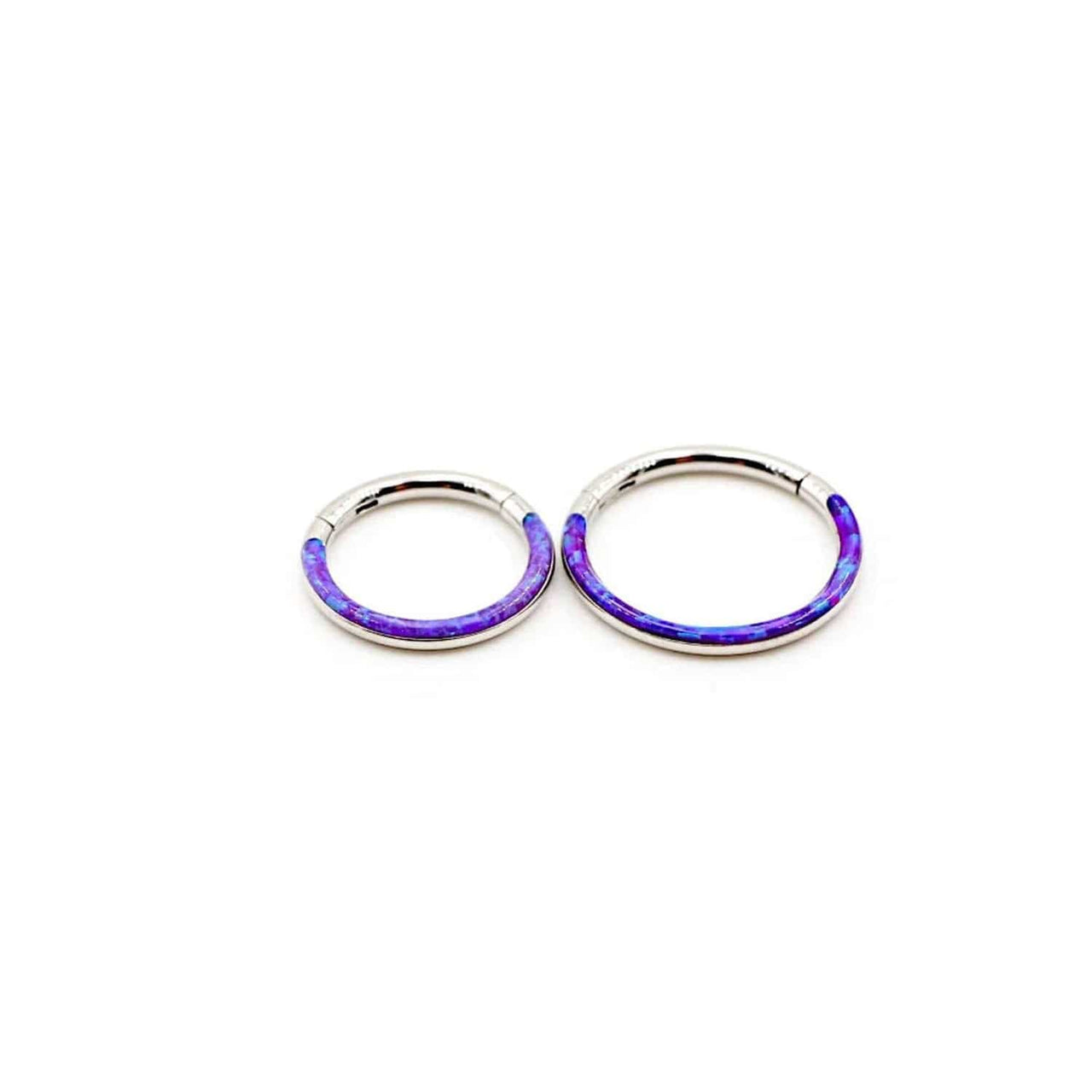 Purple Opal Lined Hinged Septum Clicker Ring