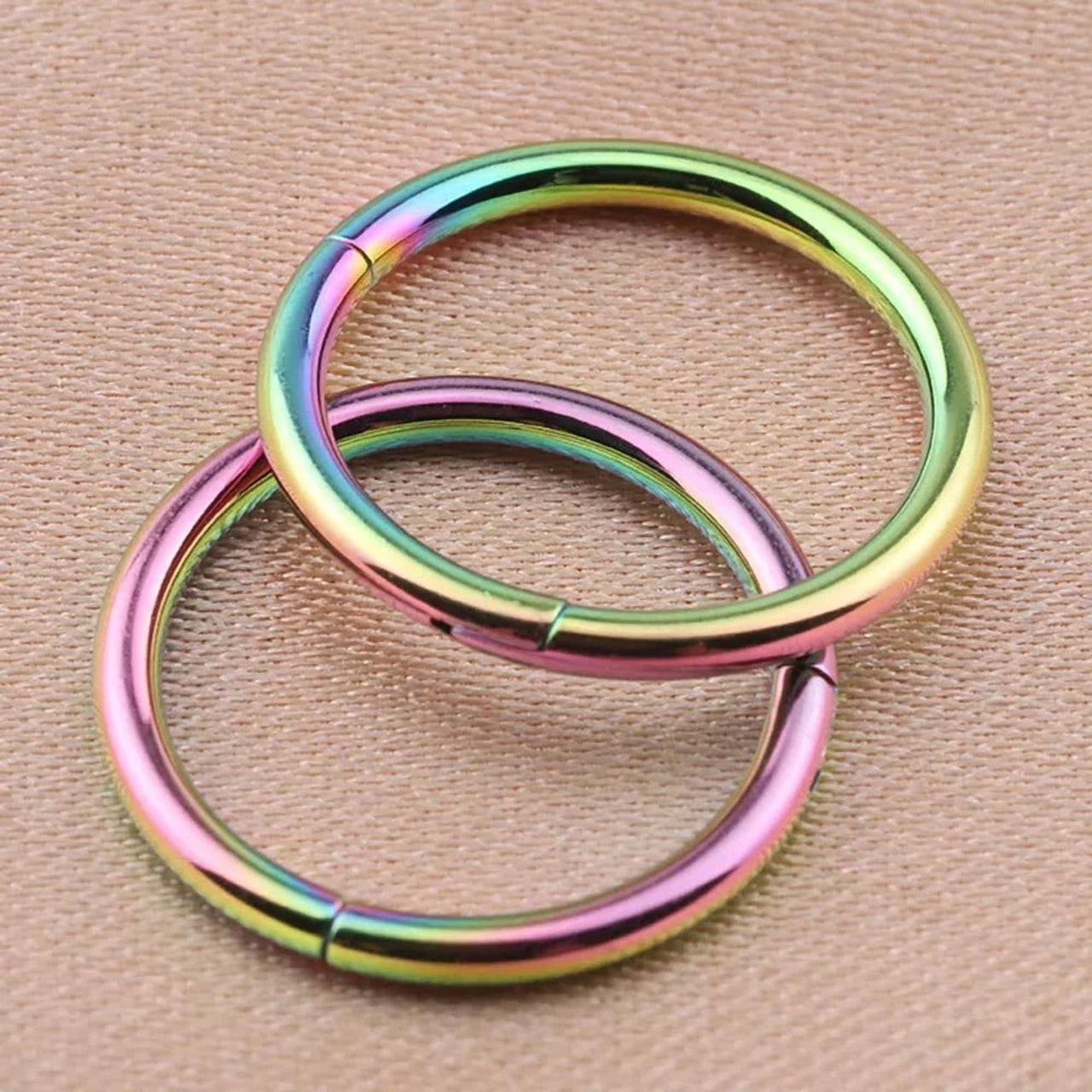 Rainbow Hinged Segment Nose Hoop Ring