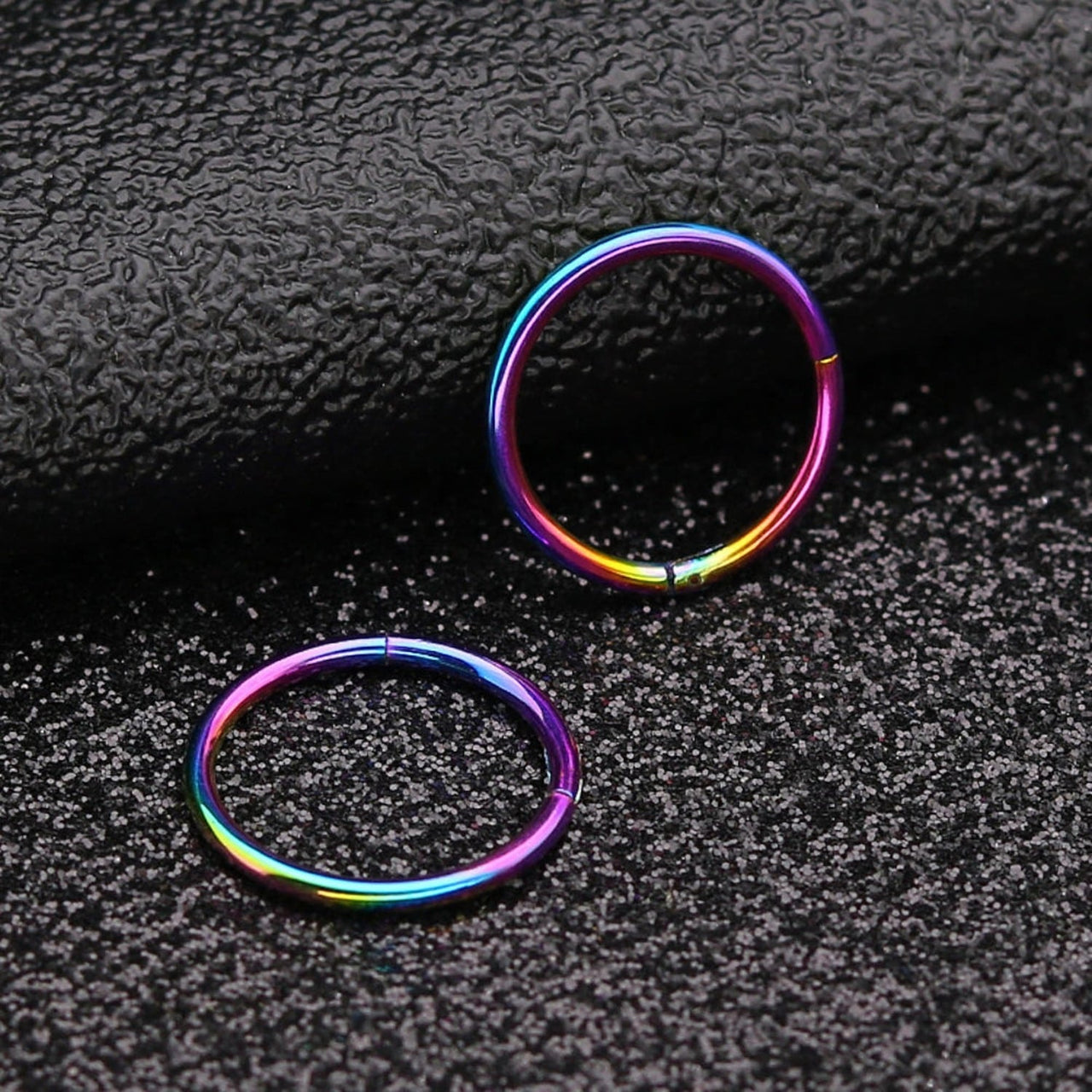 Rainbow Hinged Segment Nose Hoop Ring