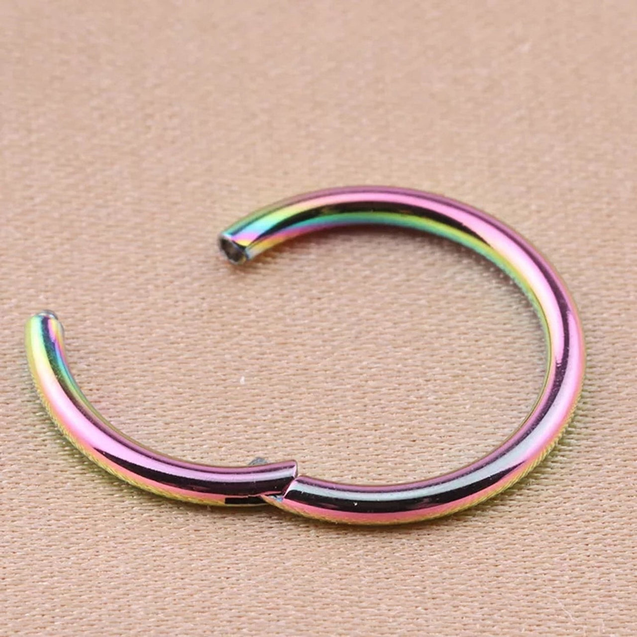 Rainbow Hinged Segment Nose Hoop Ring