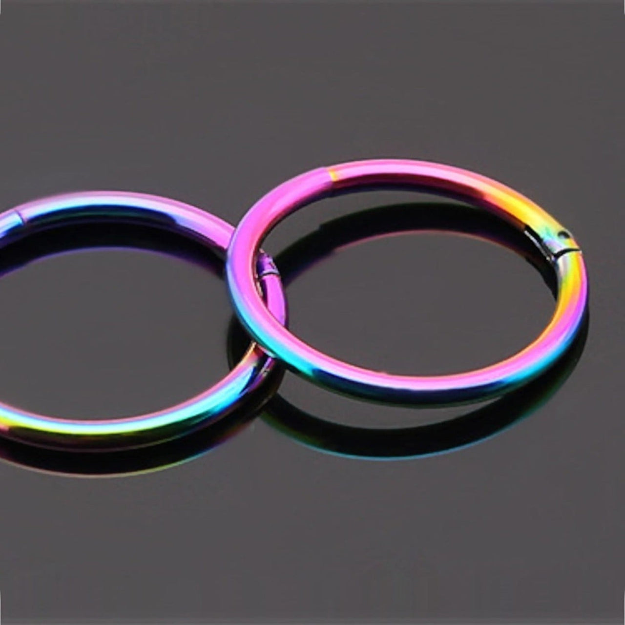 Rainbow Hinged Segment Nose Hoop Ring