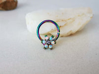 Thumbnail for Rainbow Opal Flower Septum Ring