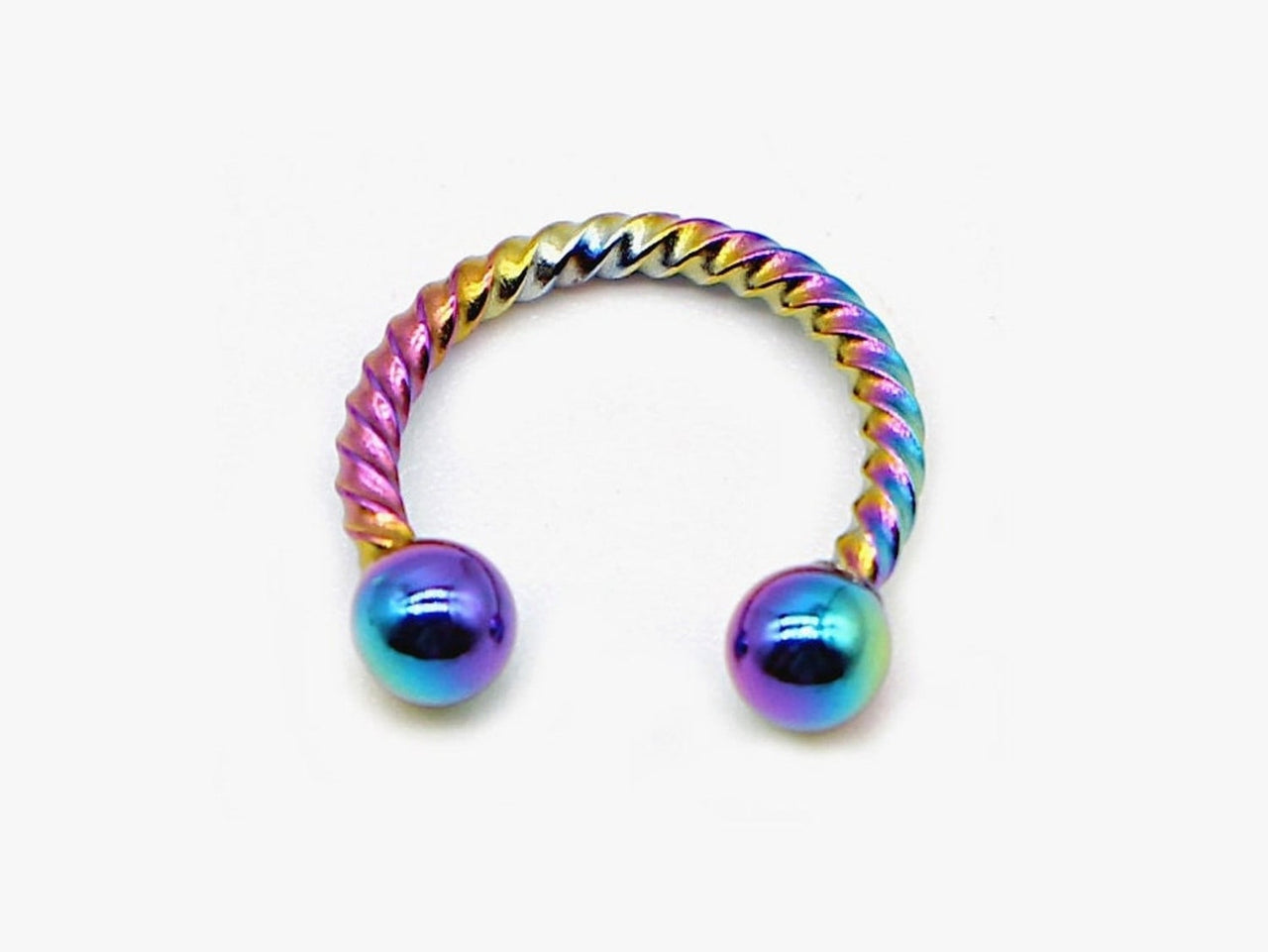 Rainbow Twisted Steel Faux Septum Hoop