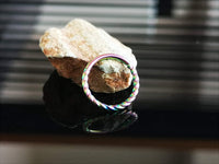 Thumbnail for Rainbow Twisted Titanium Hinged Hoop Ring