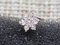 Thumbnail for Rose Gold Crystal Flower L Shaped Nose Stud