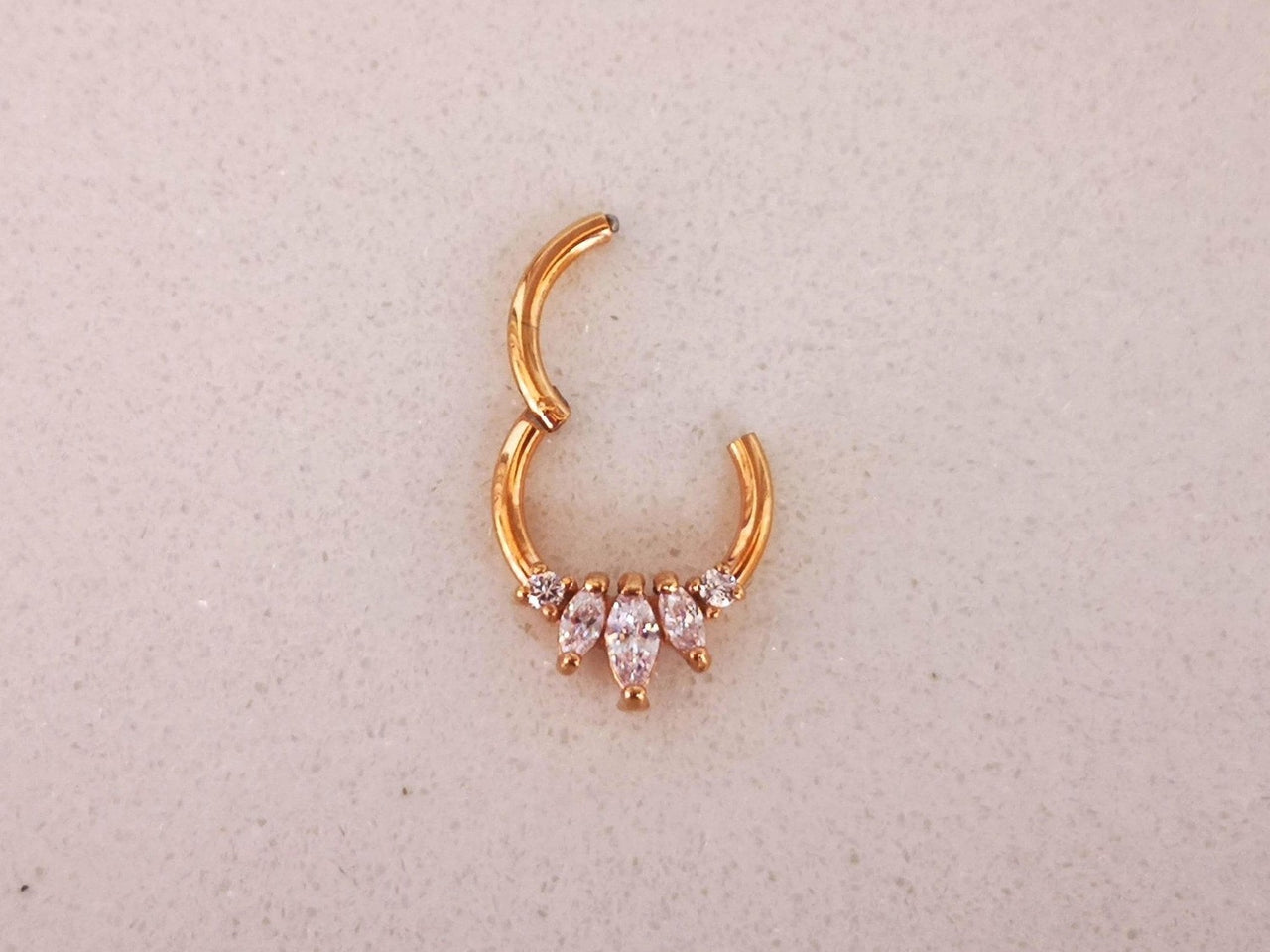 Rose Gold Elegant Septum Clicker Ring with Cubic Zirconia Crystals