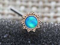 Thumbnail for Rose Gold Flower L Shaped Nose Stud with Central Blue Opal