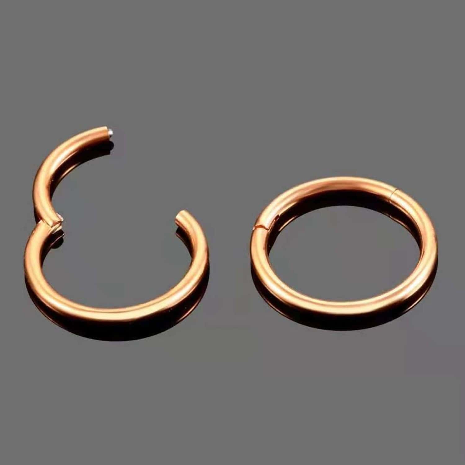 Rose Gold Hinged Segment Nose Hoop Ring - 15% OFF