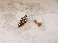 Thumbnail for Rose Gold Indian Cartilage Stud Earring with 2 CZ Crystals