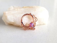 Thumbnail for Rose Gold Lace Septum Clicker Ring with Purple Opal