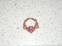 Thumbnail for Rose Gold Lace Septum Clicker Ring with Purple Opal