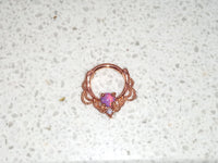 Thumbnail for Rose Gold Lace Septum Clicker Ring with Purple Opal - 15% OFF