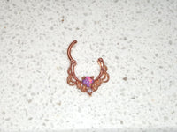 Thumbnail for Rose Gold Lace Septum Clicker Ring with Purple Opal