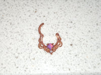 Thumbnail for Rose Gold Lace Septum Clicker Ring with Purple Opal - 15% OFF