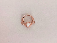 Thumbnail for Rose Gold Lace Septum Clicker Ring with White Opal