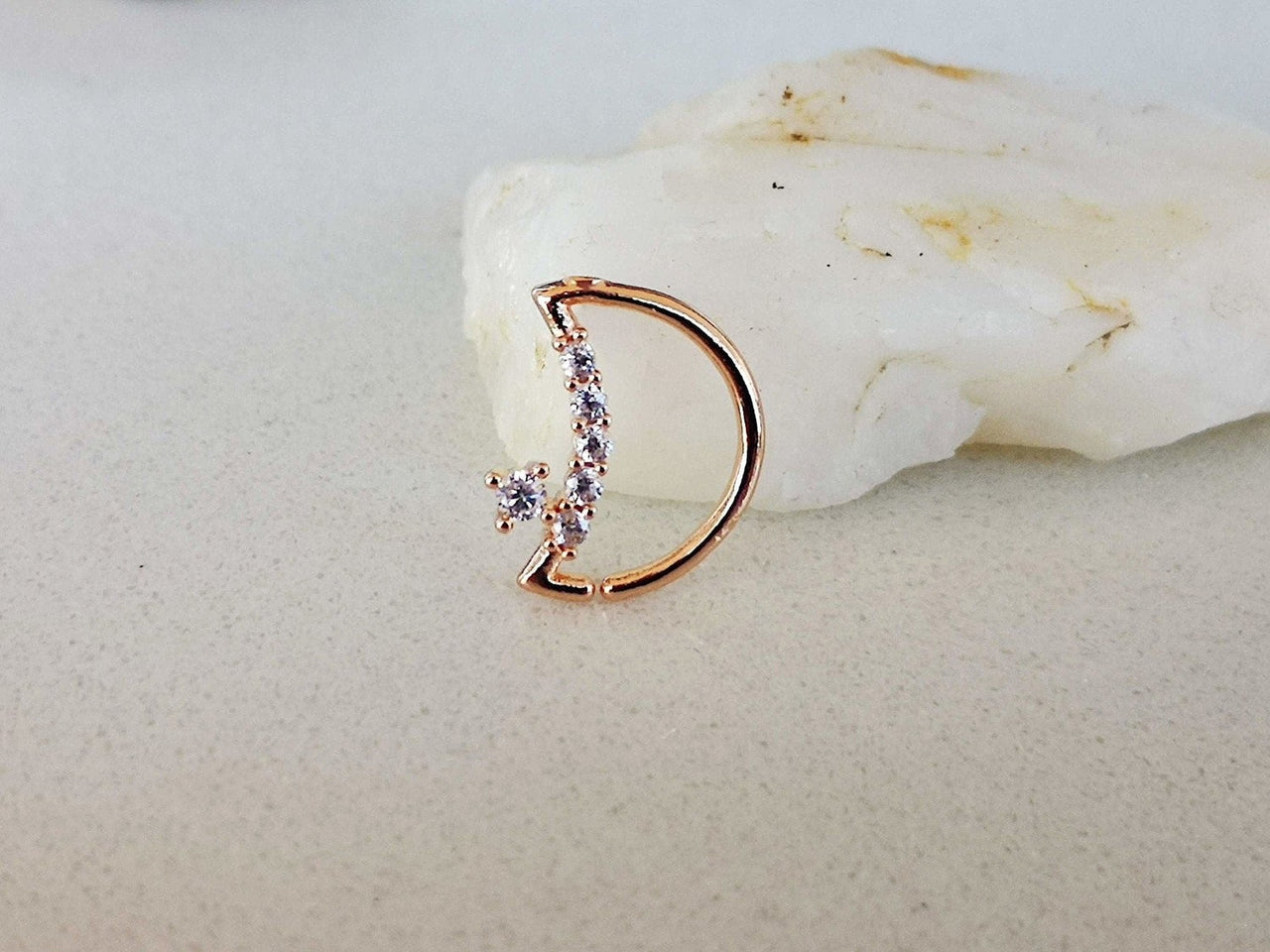 Rose Gold Moon Shaped Daith Earring