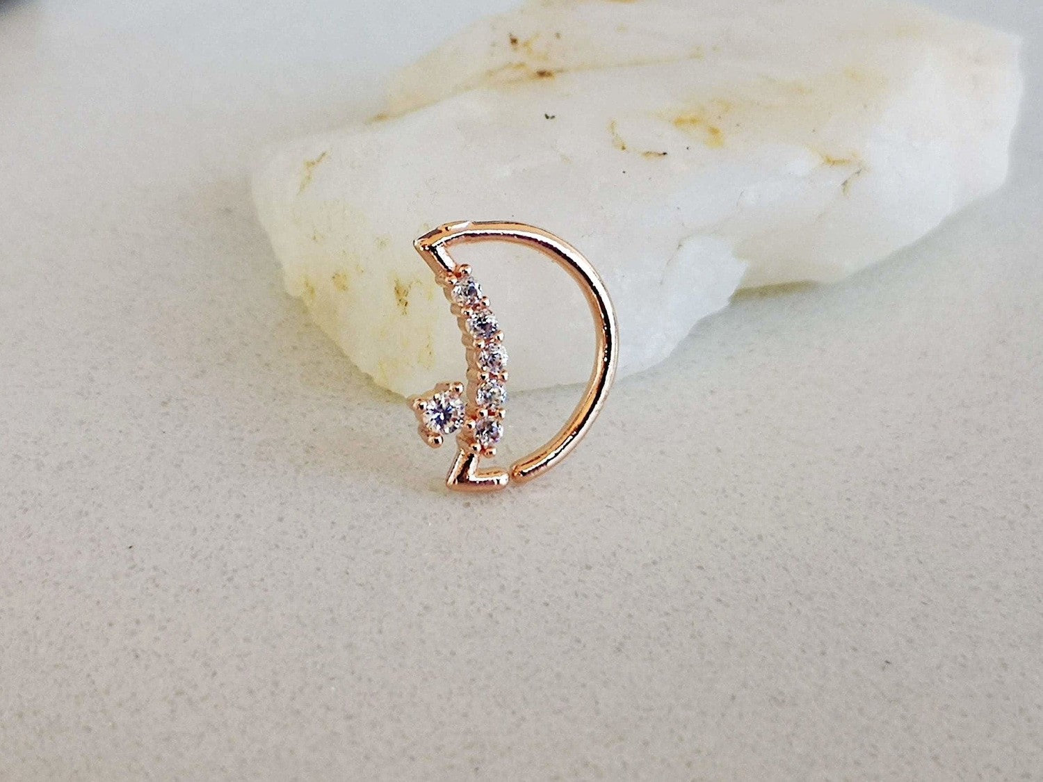 Rose Gold Moon Shaped Daith Earring