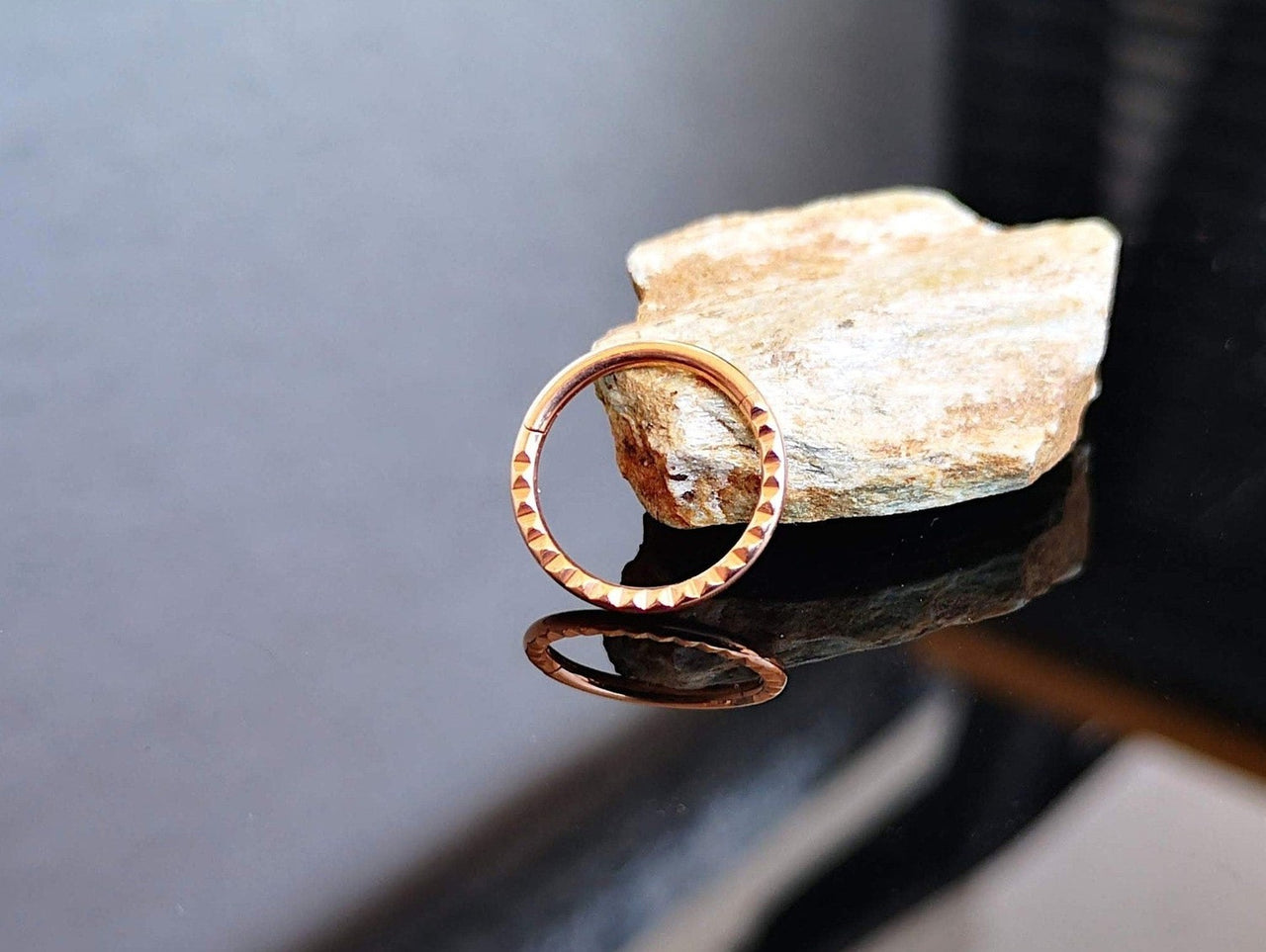 Rose Gold Pyramid Studded Hinged Septum Ring