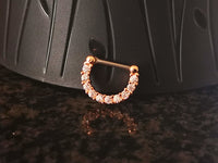 Thumbnail for Rose Gold Septum Clicker Ring Paved with Cubic Zirconia