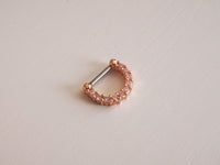 Thumbnail for Rose Gold Septum Clicker Ring Paved with Cubic Zirconia