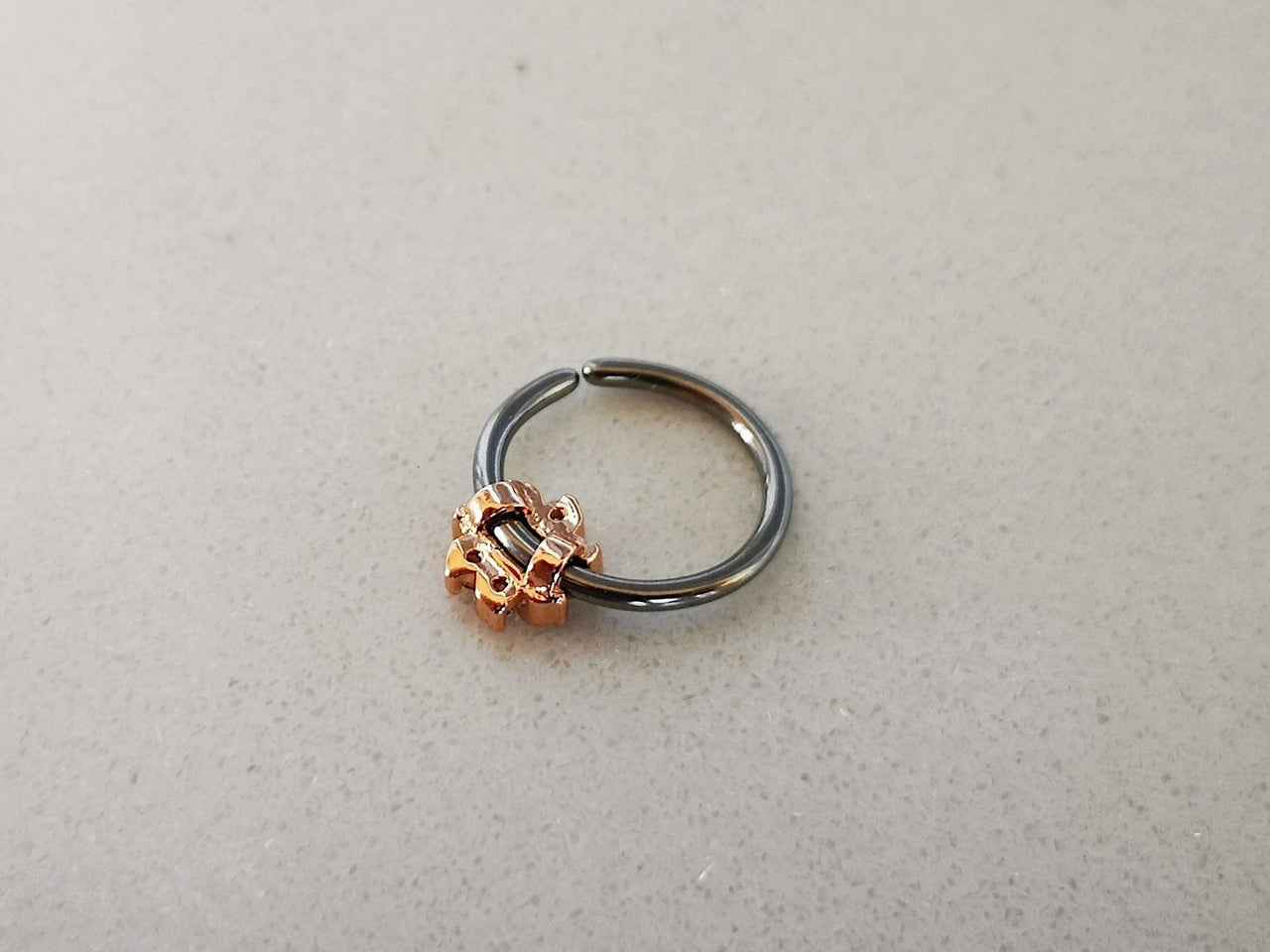 Rose Gold Seven Petal Crystal Flower Ring