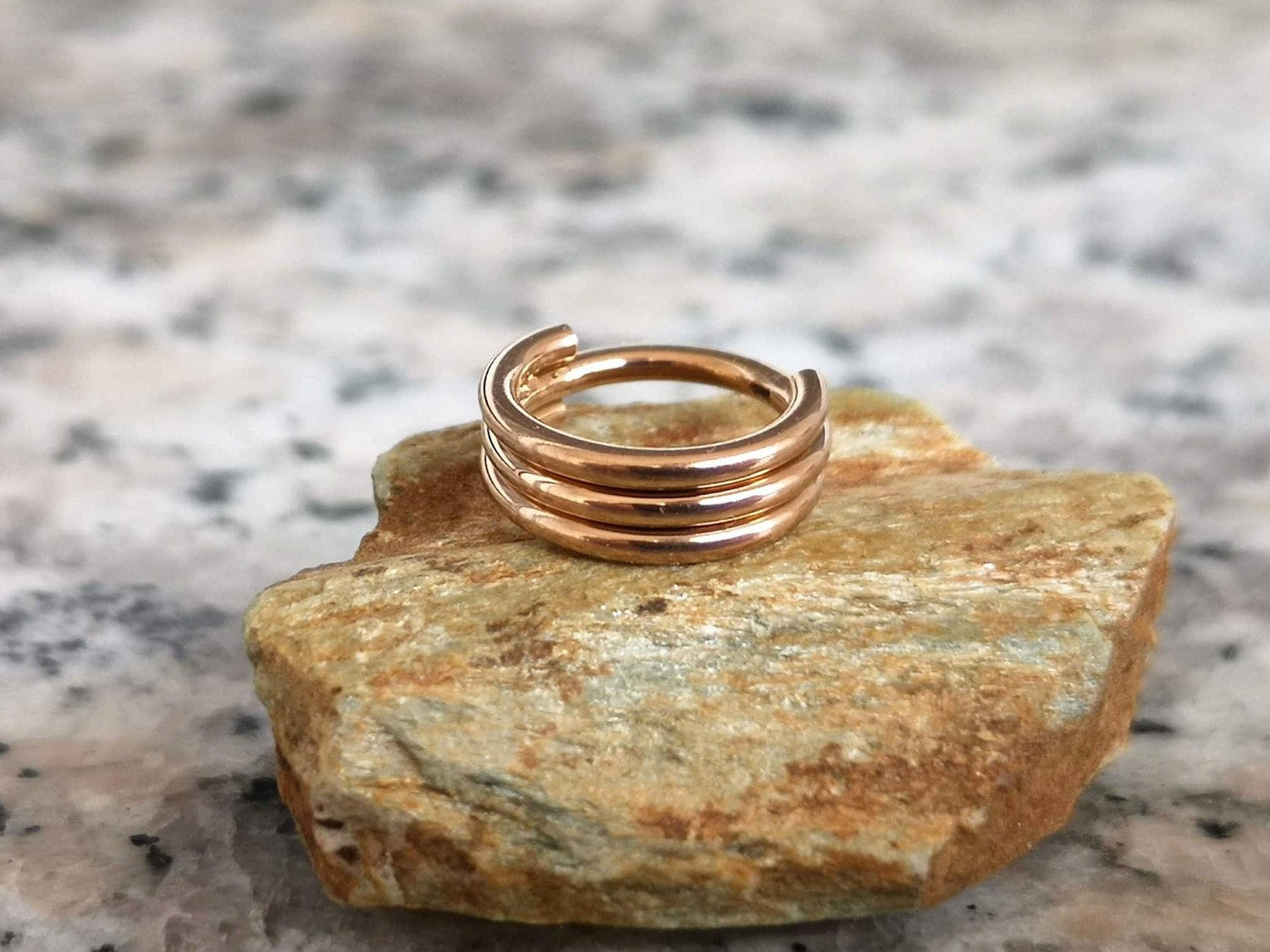 Rose Gold Triple Hoop Clicker Ring