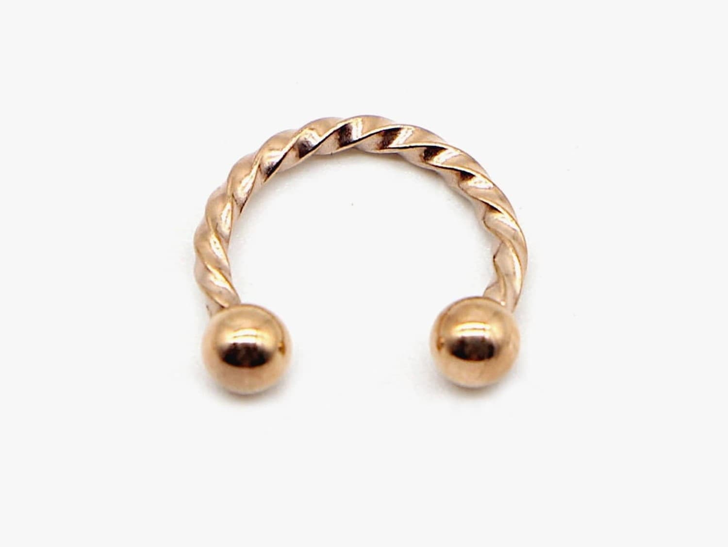 Rose Gold Twisted Steel Faux Septum Hoop