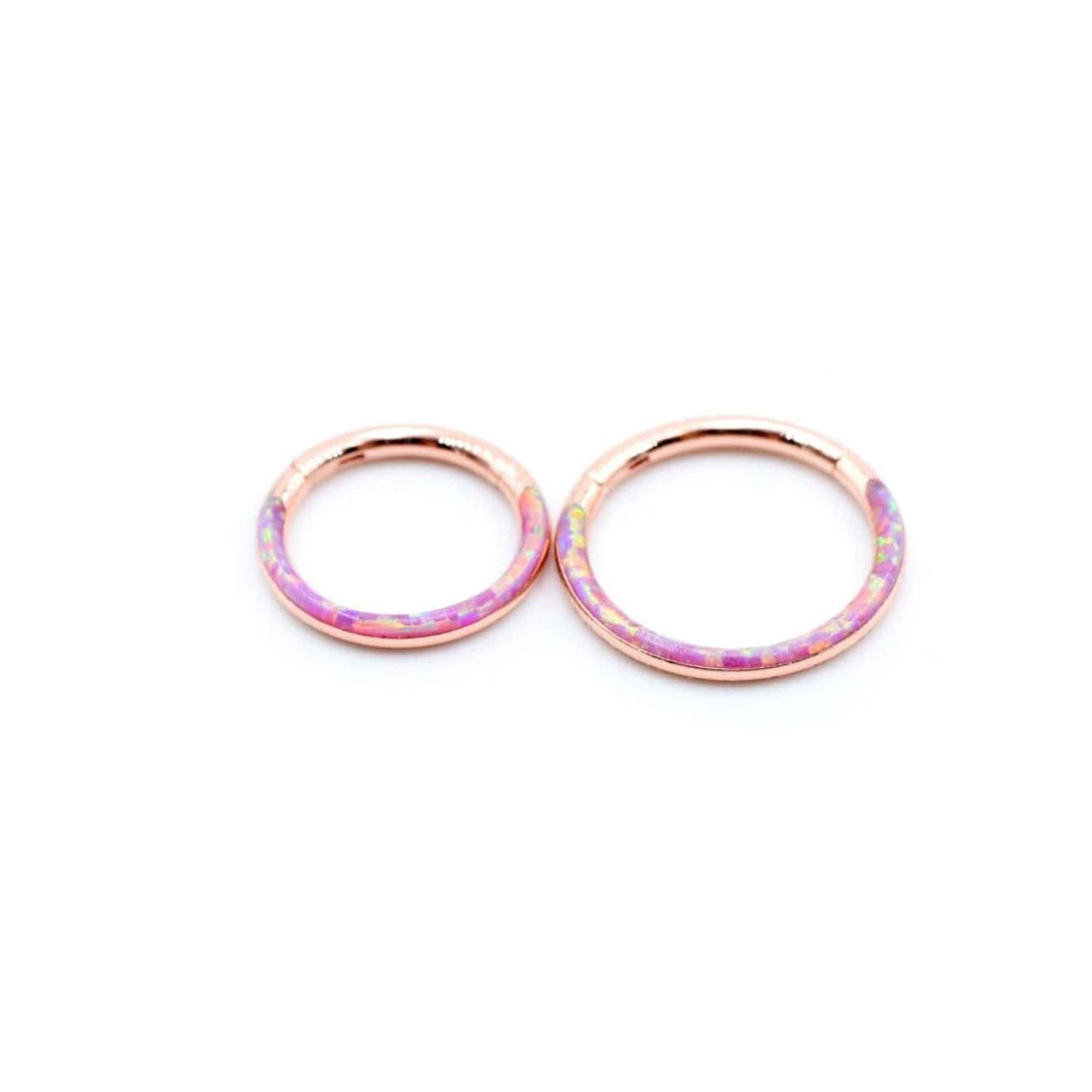 Rose Gold with Pink Opal Lined Hinged Septum Clicker Ring