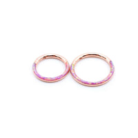 Thumbnail for Rose Gold with Pink Opal Lined Hinged Septum Clicker Ring